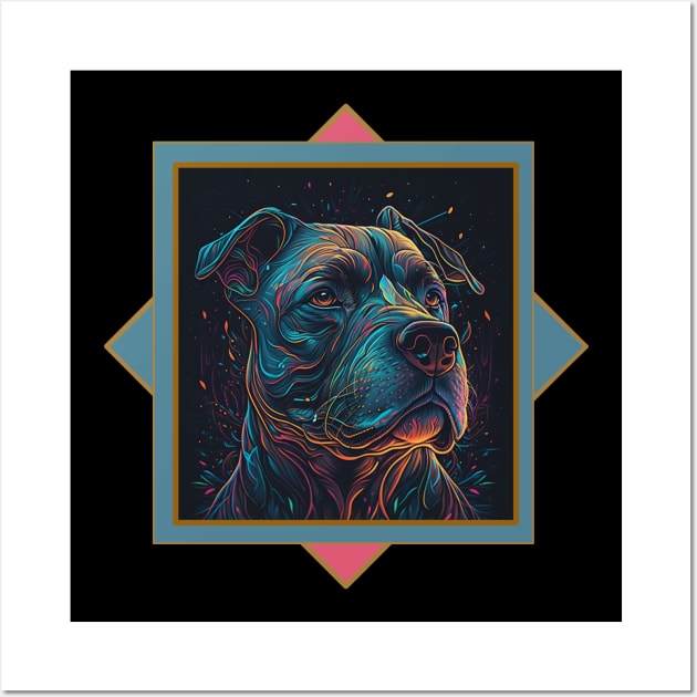 Psychedelic Pit Bull Portrait Wall Art by AtkissonDesign